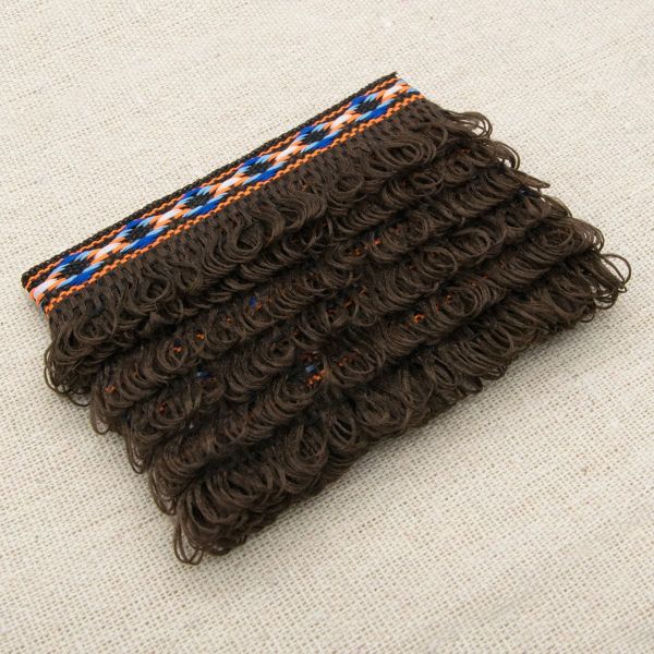 Ткань для рукоделия в наборе с тесьмой жаккард -бахрома 50х50см+1м (21947/34113 т.коричневый) 29501