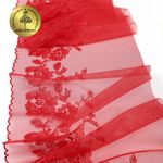Кружево на сетке широкое 225 мм, OG44, цв.красный, левая уп.6м, Kruzhevo