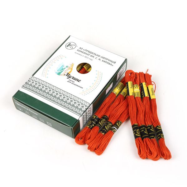 Мулине ПНК им.Кирова цв.7410 т.оранжевый, 24 мотка по 8 метров