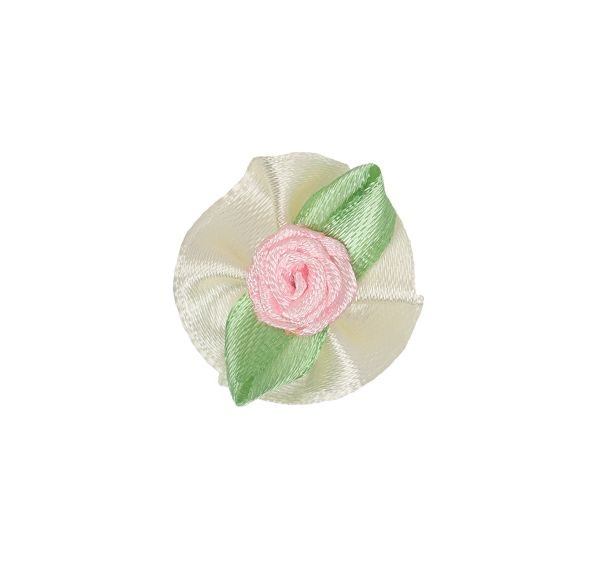 Цветочки пришивные 2,5х2,5 см, атласная на кружке, 10 шт, 68 крем-розовый, Blitz