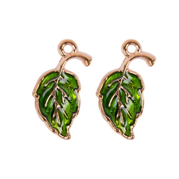 Подвеска для бижутерии 10х2 шт, №30 Листочки 9х19 мм, Zlatka MFG