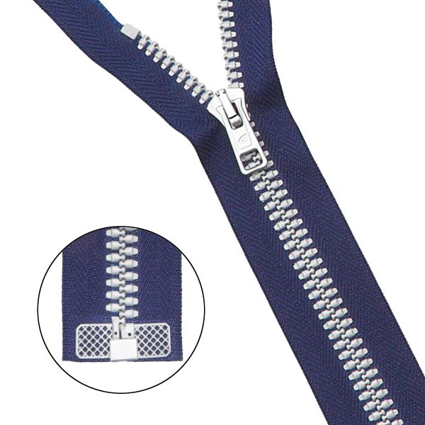 Молния трактор Arta Т6 (6 мм) 1 зам., разъем., 60 см, Decor, цв. 044 т.синий / 991 алюминий, уп.5 шт