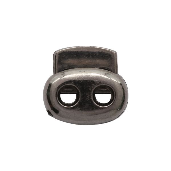 Фиксатор (зажим) для шнура пластик 2 отв., 15х17 мм, плоский, под металл, черный никель, 100 шт