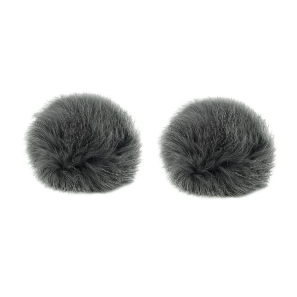 Помпон из натурального меха 80 мм, кролик, 2 шт, H т.серый