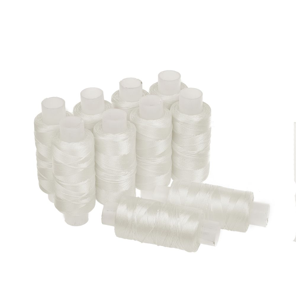 Нитки для бисера белый 300м наб. 10 шт