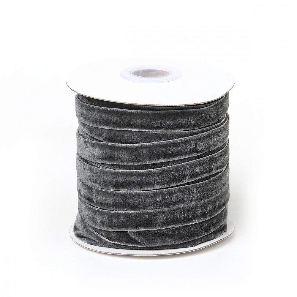 Лента бархатная (тесьма) 10.0 мм / 22.86±1 метров, арт.10VR64 нейлон цв.т.серый