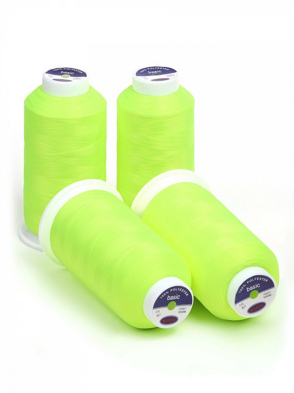 Нитки швейные текстурированные Max, 150D/1, 5000 м, 90г, 627 лимонный (неон), 4 катушки