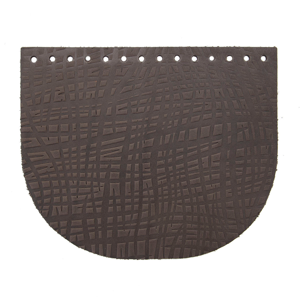 Крышечка для сумки Абстракция Штрихи, 20,4см*17,2см, дизайн №2016, 100% кожа (т.коричневый)