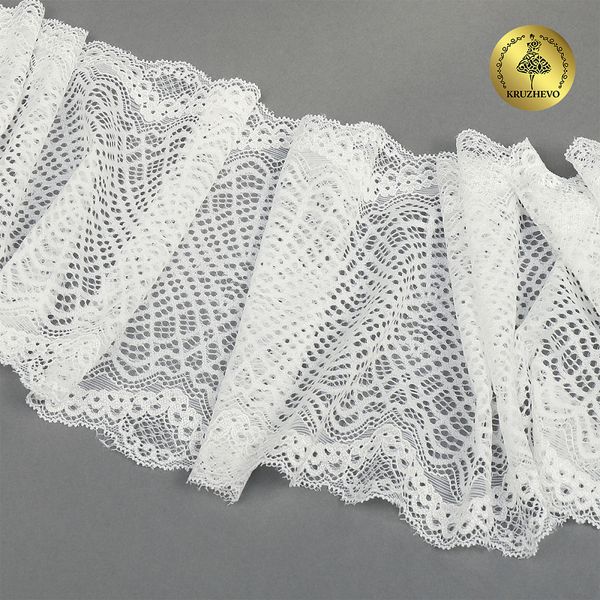 Кружево бельевое эластичное 190 мм / 10 м, 6389, цв.004 белый, Kruzhevo