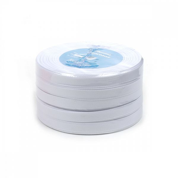 Лента репсовая (в рубчик) 10.0 мм, цв. 029 белый набор For Hobby 5 шт по 22.86м (±1м)