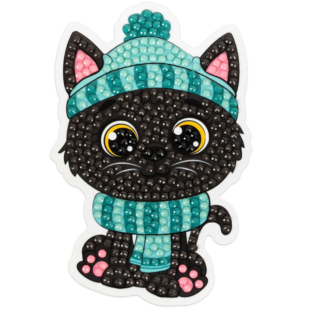 Алмазная (кристальная) мозаика Фрея ALVM-087, магнит Котик в шапке, 7х10.5 см