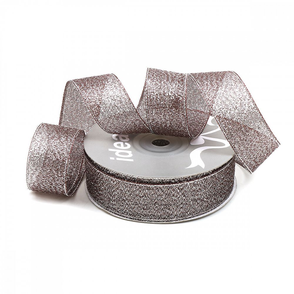 Лента с люрексом 25 мм, 139 черный/серебро, уп. 22,85 м