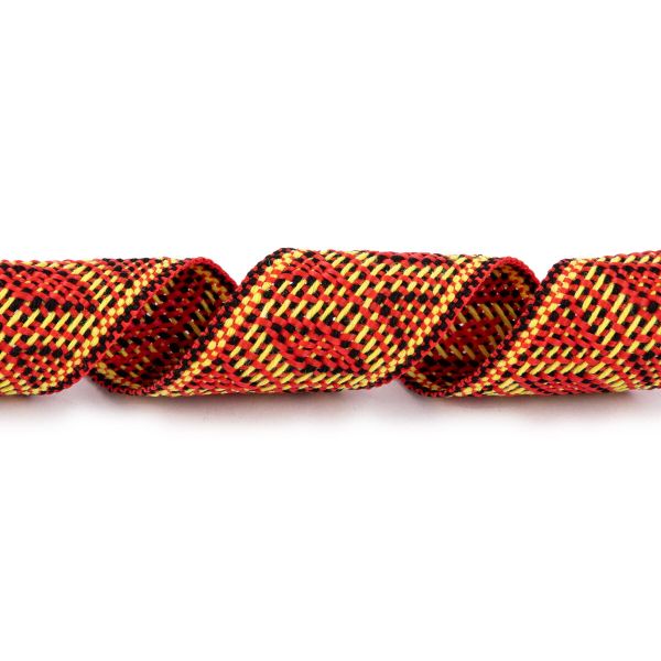 Лента (тесьма) жаккардовая 30.0 мм / 25±1 метров, Орнамент для северных народов, рис 9854 №3 красн/желт/черный, Gamma C3881