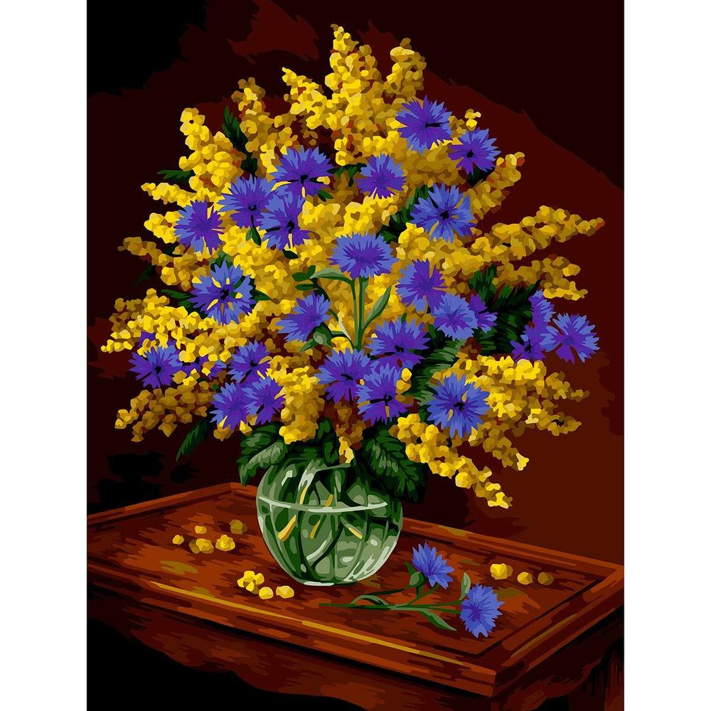 Картина по номерам Русская живопись, Мимоза и васильки 40х50см