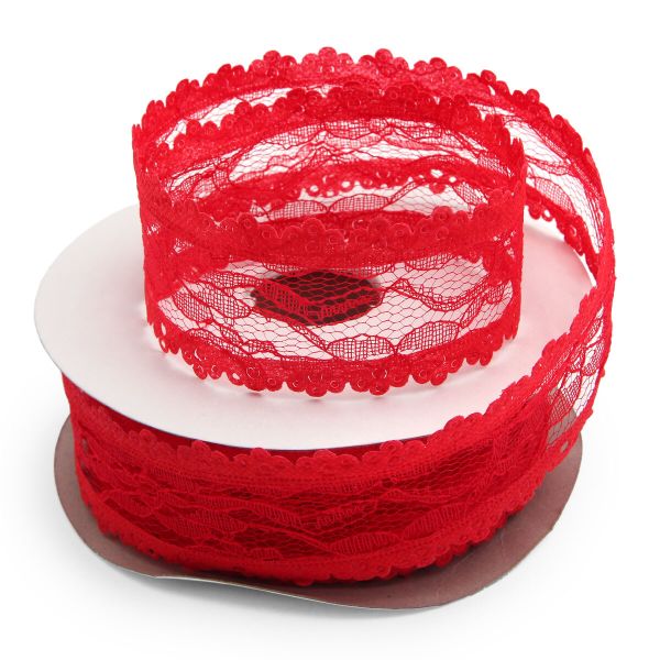 Тесьма отделочная ажурная 50 мм, 25 м, (05 красный)