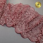 Кружево бельевое эластичное 225 мм / 3 м, 40992 цв.бордо+св.розовый, Kruzhevo