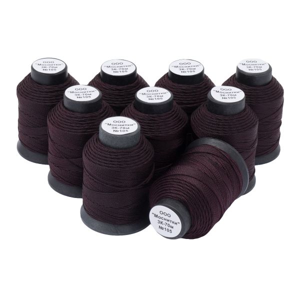 Нитки капроновые 3К 70м, 105 темно-коричневый, 9 катушек