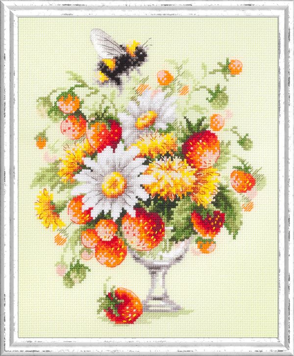Набор для вышивания нитками Чудесная игла, Июльский Букетик 20х23 см