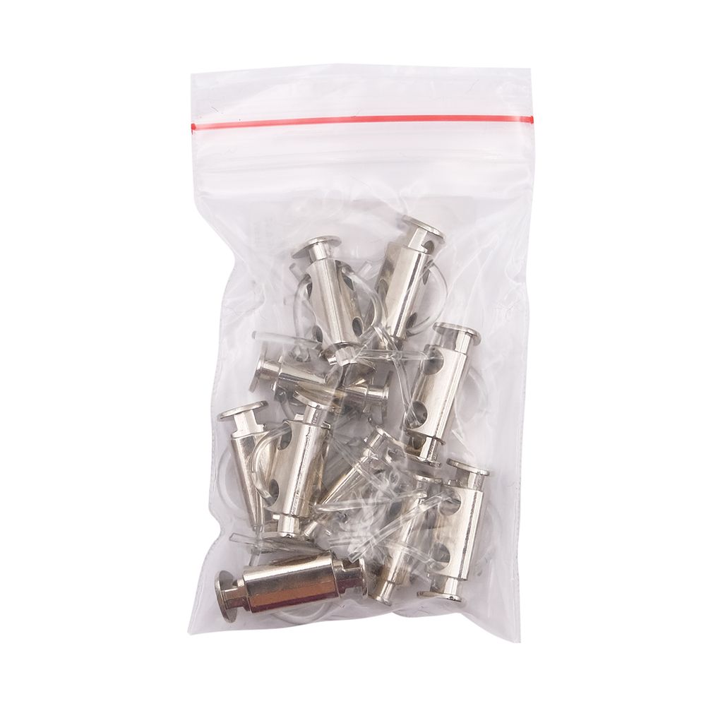 Фиксатор (зажим) для шнура металл 2 отв., 25х8.9 мм, ⌀4.4 мм, металл, Silver (серебристый), MFR11, 10 шт