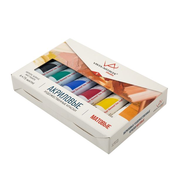 Краска акриловая набор 6 цв.х75 мл, матовые, Vista-Artista VAAMS-0675