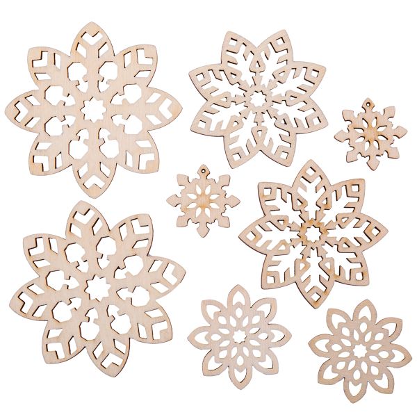 Заготовка из фанеры Мини набор Снежинки 1, 0.3 см, Ассорти 2.5-6см, ВД-1215 Mr.Carving
