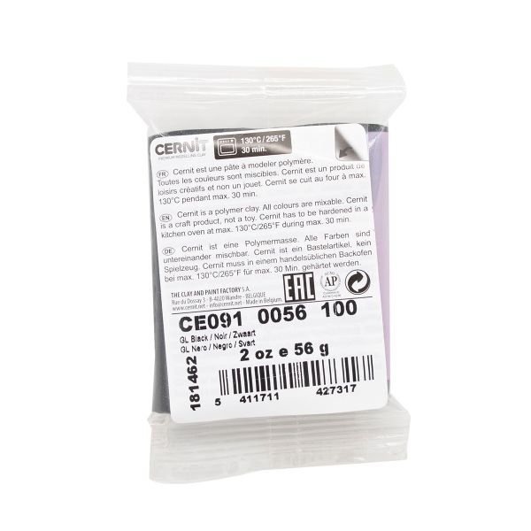 Полимерная глина Cernit №1 запекаемая, классическая 56-62 гр, 100 черный