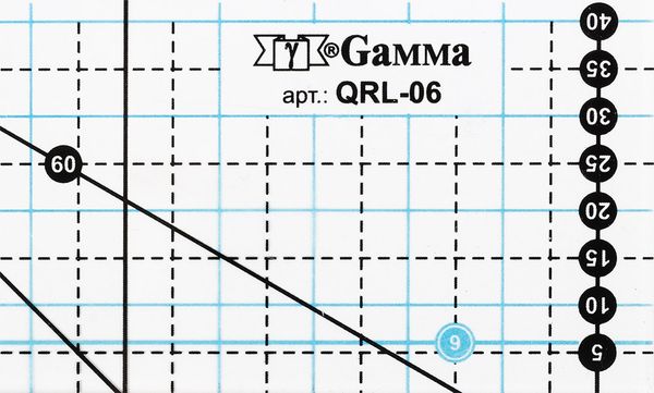 Линейка для пэчворка 15х5 см, пластик, Gamma QRL-06