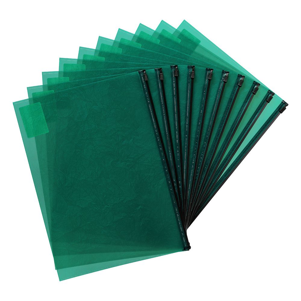 Папка-конверт на ZIP-молнии A4 180 мкм волокно, 10 шт, зеленый ЕС21123003, Expert Complete ЕС21123003