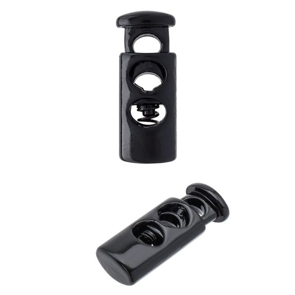 Фиксатор для шнура металл 1 отв., 22.5х8.4 мм, (in ⌀4 мм), 25 шт, глянцевый черный, MFR19