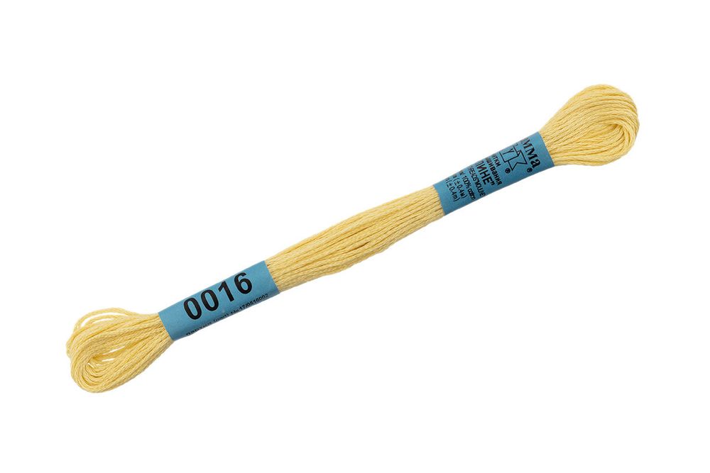Мулине Gamma 100% хлопок, цв.0016 св.желтый, 24 мотка по 8 метров