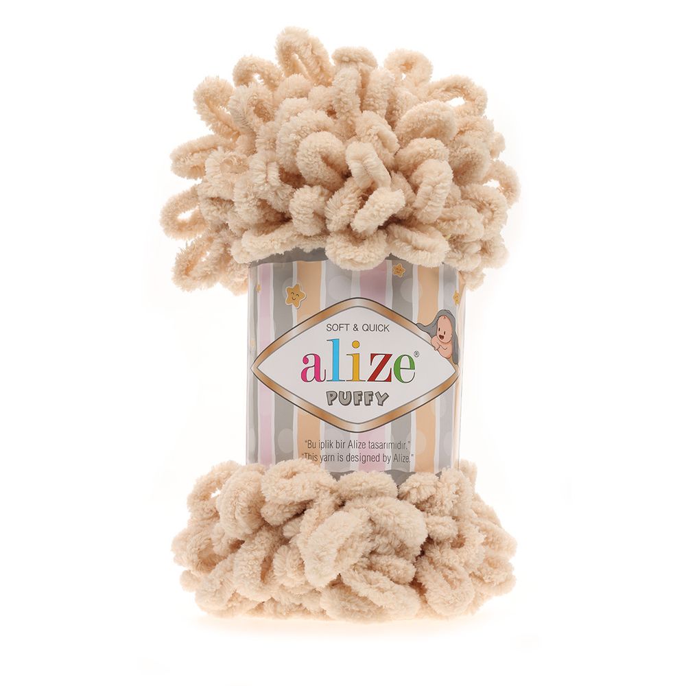 Пряжа Alize (Ализе) Puffy / уп.5 мот. по 100 г, 9м, 310 бежевый A