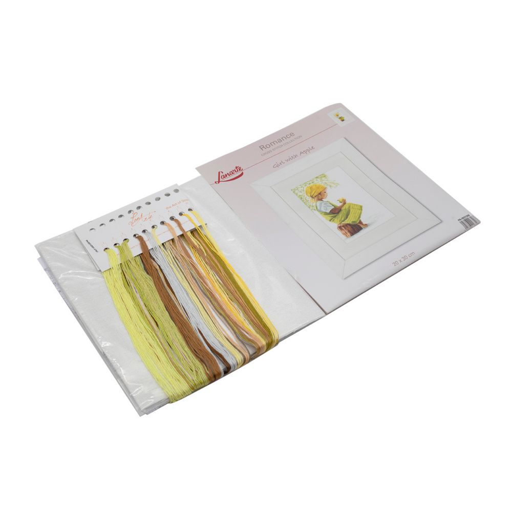 Набор для вышивания нитками Lanarte, Девочка с яблоком 20х30