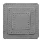 Набор заплаток пришивных из кожи, квадрат 4см, 6см и 8см, с перфорацией, 3 шт, 100% кожа (07 серый), 9402