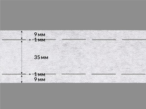 Лента корсажная клеевая перфорированная 55.0 мм / 200 метров, 50 г/м², цв. белый, 23650 9/1/35/1/9, БрючникоФФ