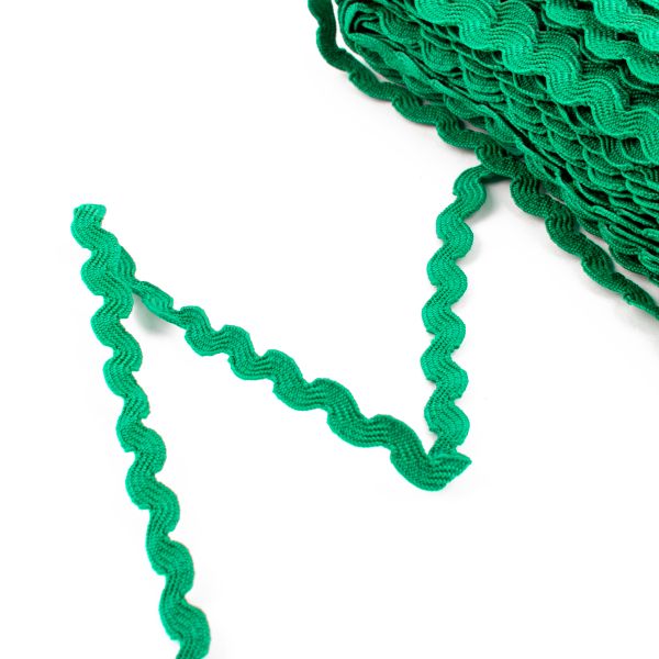 Тесьма отделочная зигзаг 5 мм / 20 метров, рис. 6892 зеленый, Blitz С3582Г17