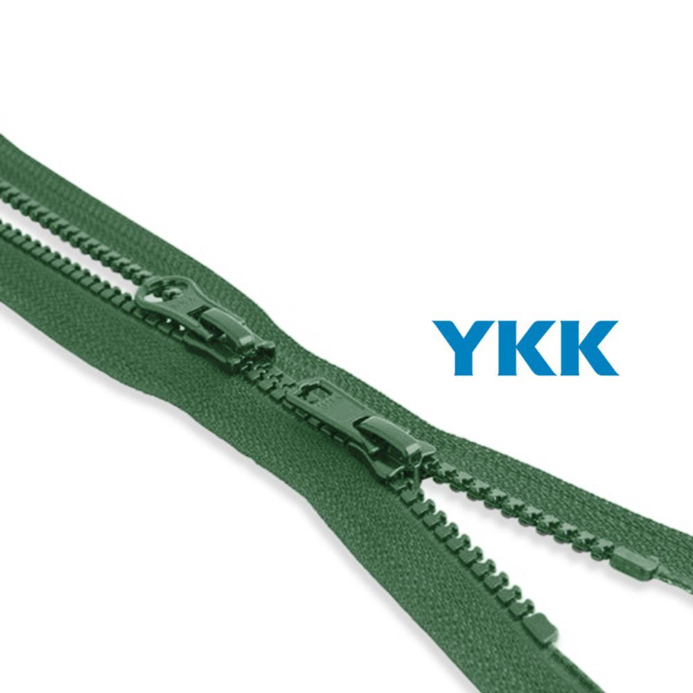 Молния трактор YKK Т5 (5 мм) 2 зам., разъем., 75 см, цв. 878 зеленый, уп.10 шт