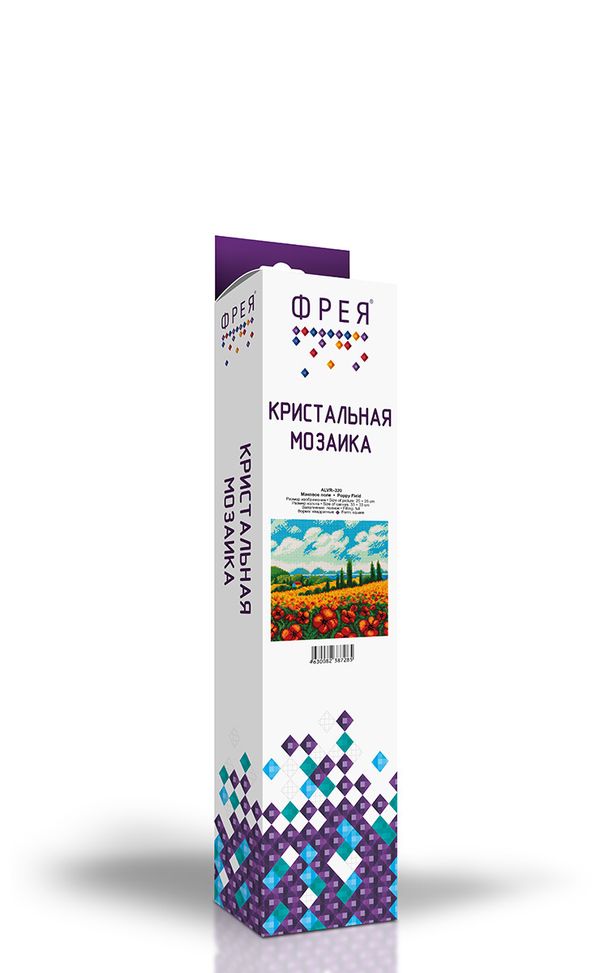 Алмазная (кристальная) мозаика Фрея, Маковое поле 25х25 см