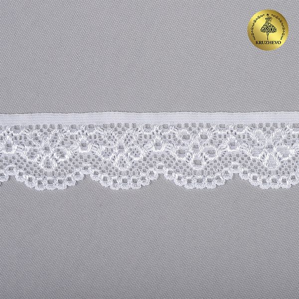 Кружево эластичное (стрейч) 25 мм, 8032, цв.01 белый уп.50м, Kruzhevo