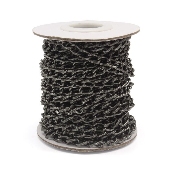 Цепь алюминиевая 7,7 мм, 5,1 мм, боб(10 м) (чер.никель) K18310