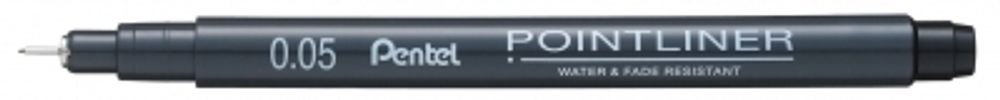 Линер Pointliner 0.05 мм, 12 шт, S20P-05A черные чернила, Pentel