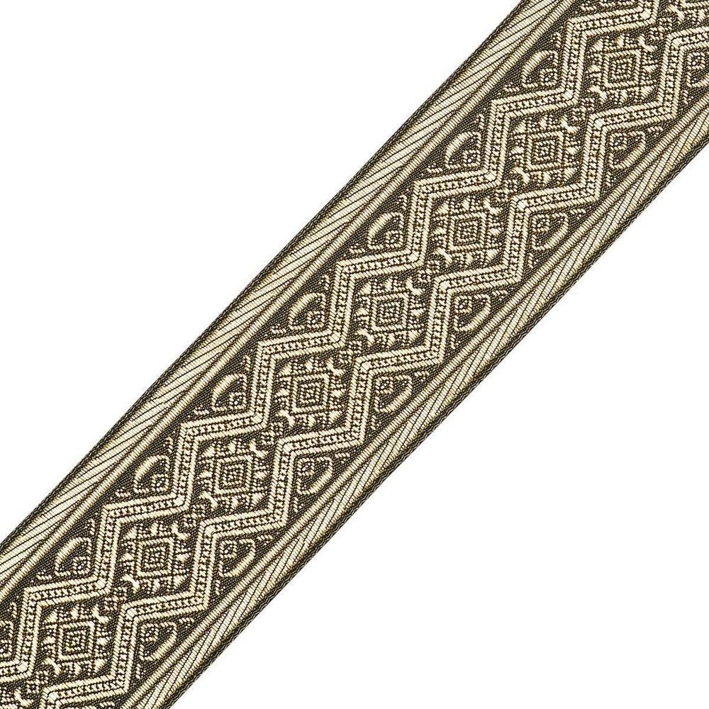 Лента (тесьма) жаккардовая 50.0 мм / 10±0.5 метров, золото, J509