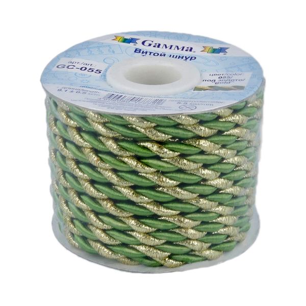 Шнур витой ⌀5.5 мм, 9.1 м, 085/золото зеленый, Gamma GC-055