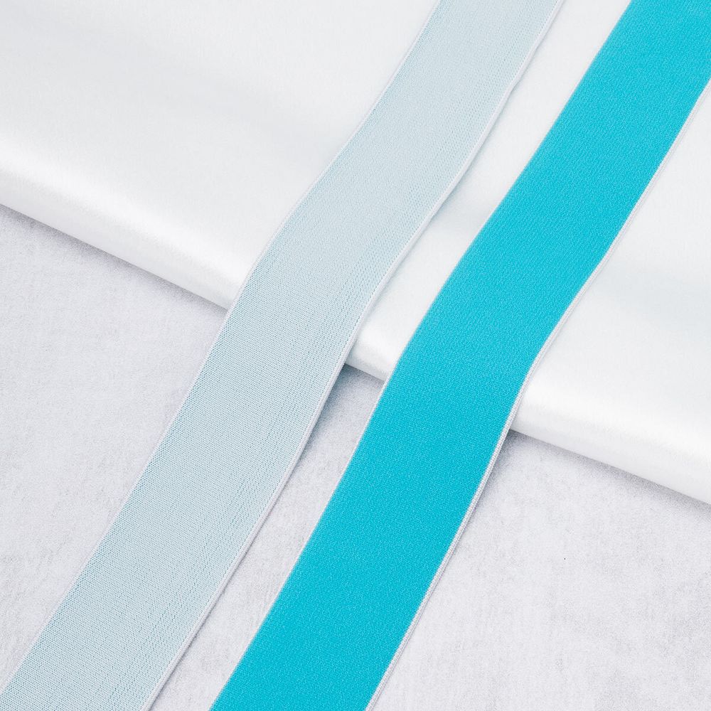 Резинка поясная 40 мм / 20 метров, 68% п/а, 32% латекс, бирюзовый с белым, Р.90868а
