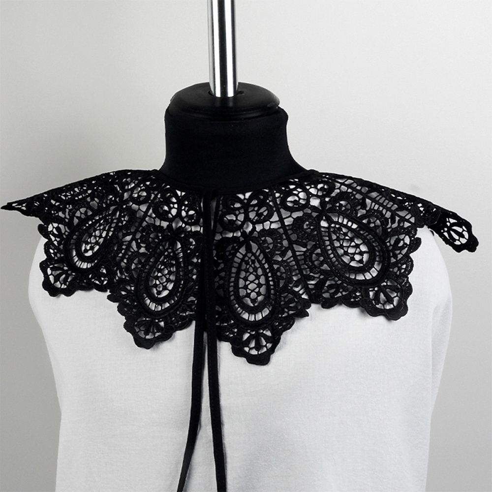 Пришивной кружевной воротник TBY.13/185 цв.черный уп.1шт, Kruzhevo