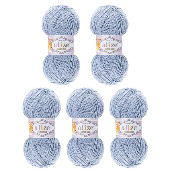 Пряжа Alize (Ализе) Cotton Gold / уп.5 мот. по 100 г, 330м, 481 ледяной голубой