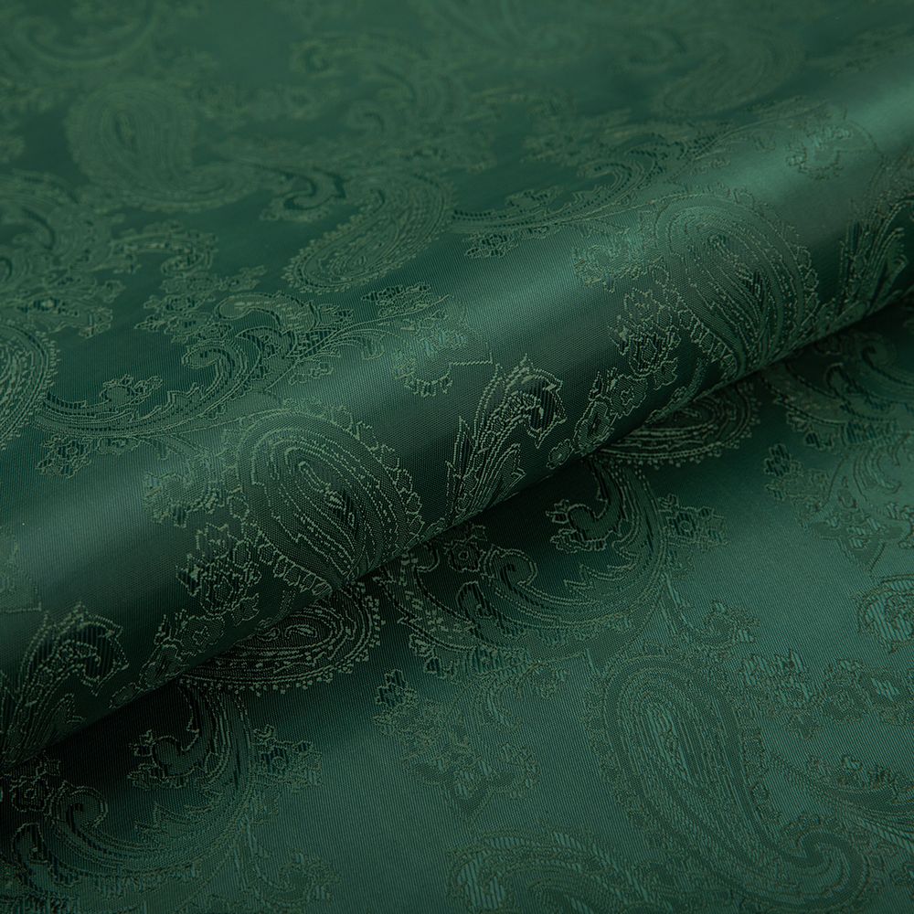 Ткань подкладочная (таффета) с рисунком 96 г/м², 100х145 см, 140 зеленый (растительный орнамент), Gamma JTR