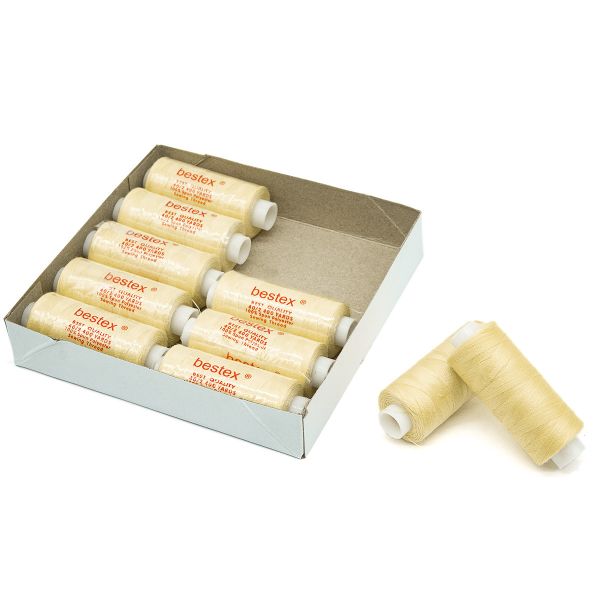 Нитки швейные бытовые Bestex 40/2, 365 м (400 ярд) / 10 кат., 008 кремово-желтый