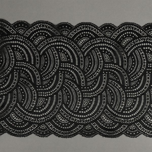 Кружево бельевое эластичное 210 мм / 3 м, 8033 цв.02 черный, Kruzhevo