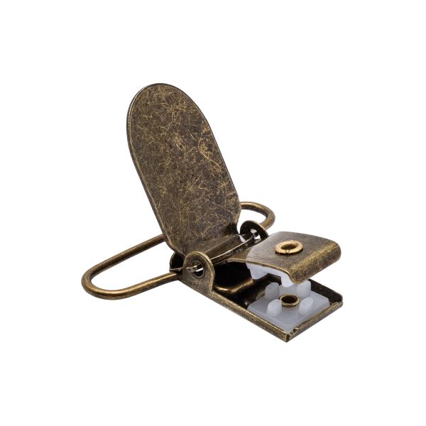 Клипса для подтяжек гладкая 35.0 мм, металл, уп.20 шт, New Star, антик