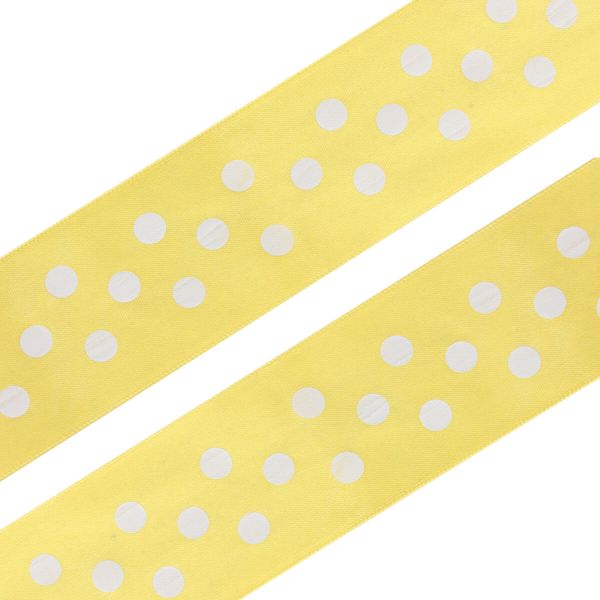Лента атласная в горошек 45.0 мм / 3 метра, желтый, Globus